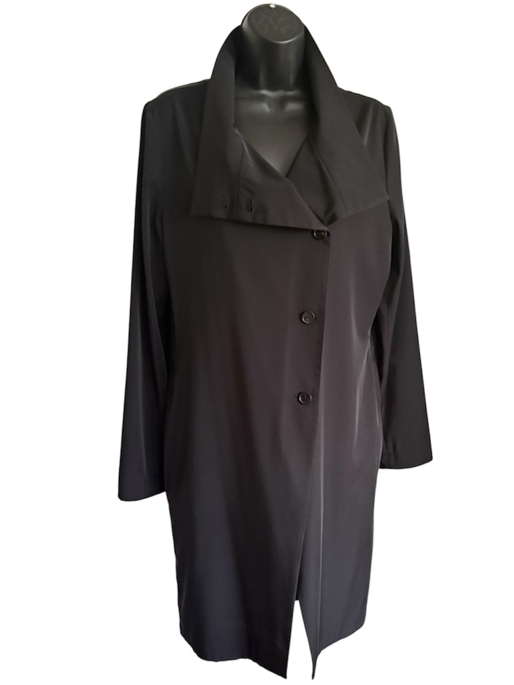 🧥PETER O. MAHLER Chic Black Open Front Long Coat, EUSz 2 US Medium
